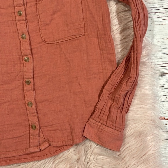 Anthropologie Pilcro Pink Cotton Gauze Button Down Blouse - Picture 6 of 8